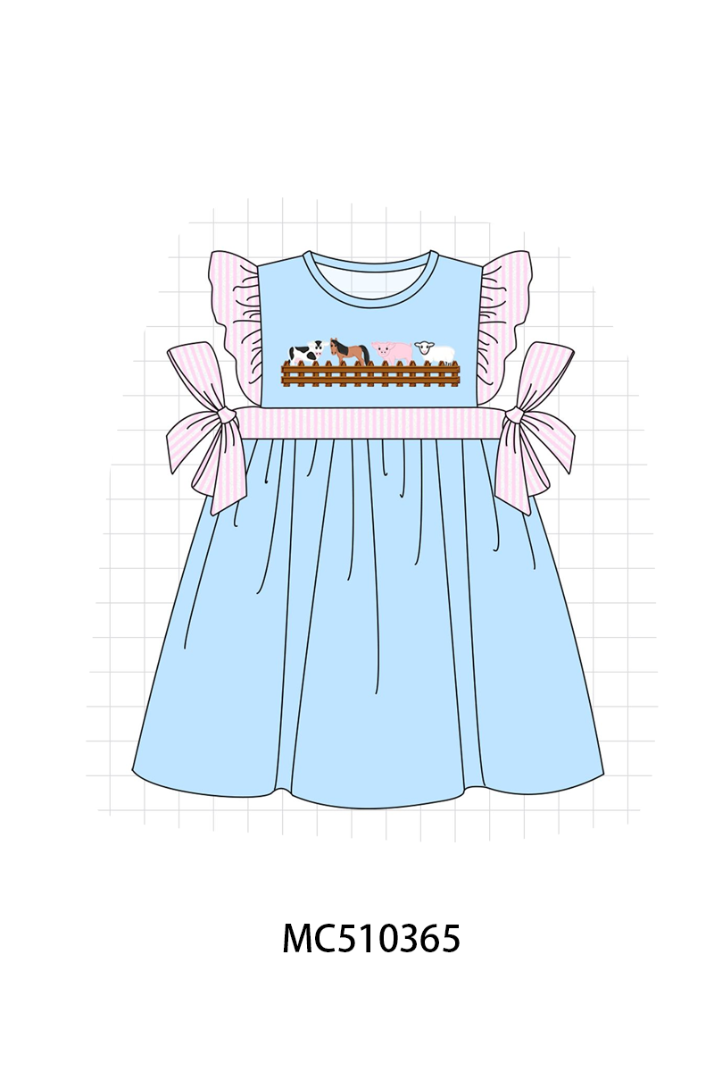 PO71 Blue farm animal seersucker collection