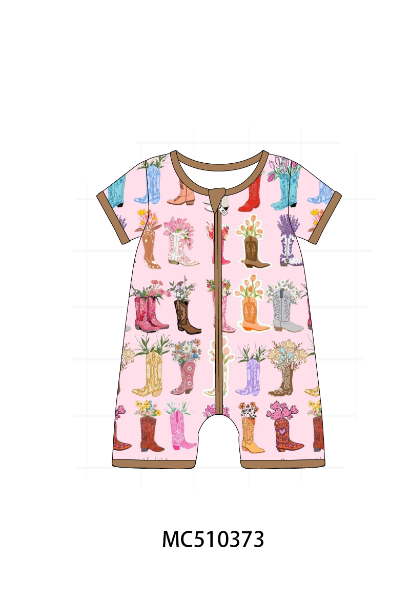 PO71 Pink floral boots print bamboo collection