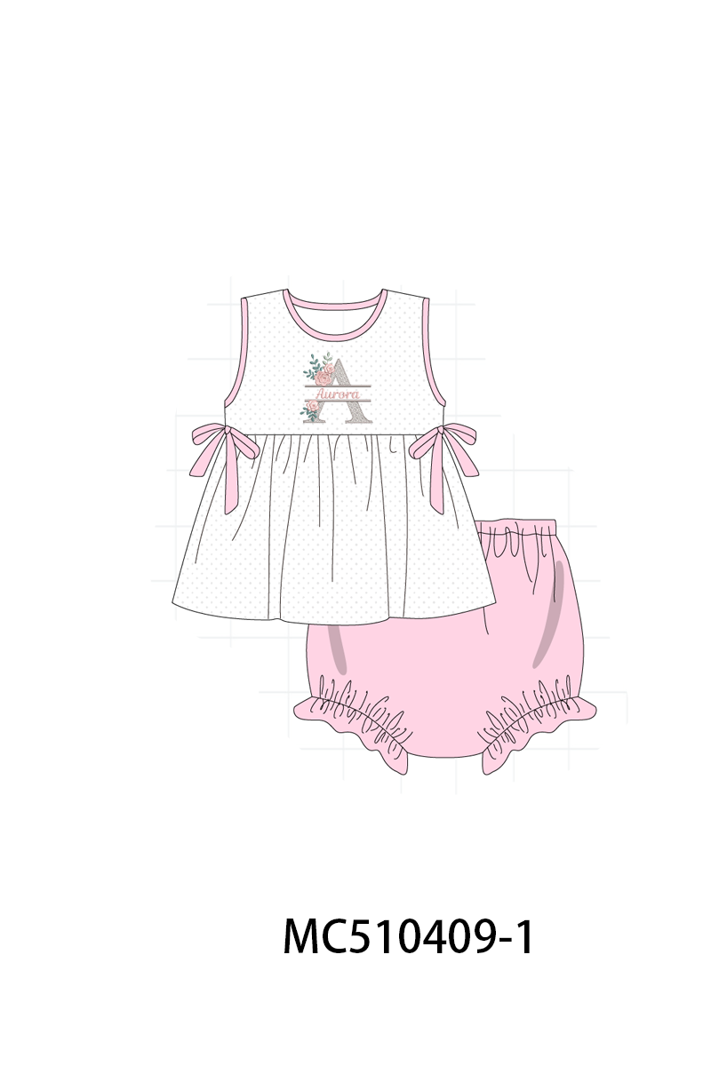 PO71 Pink monogram embroidery collection