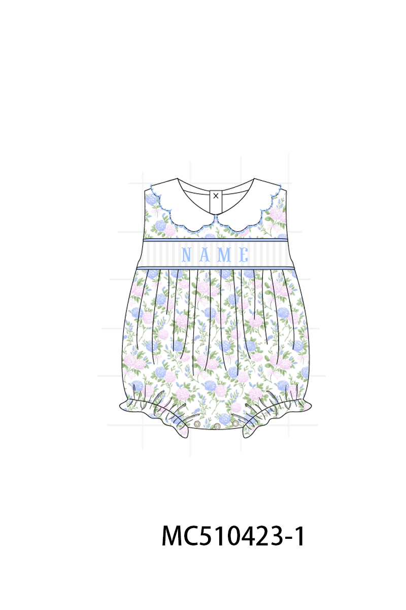 PO71 Blue floral monogram embroidery collection