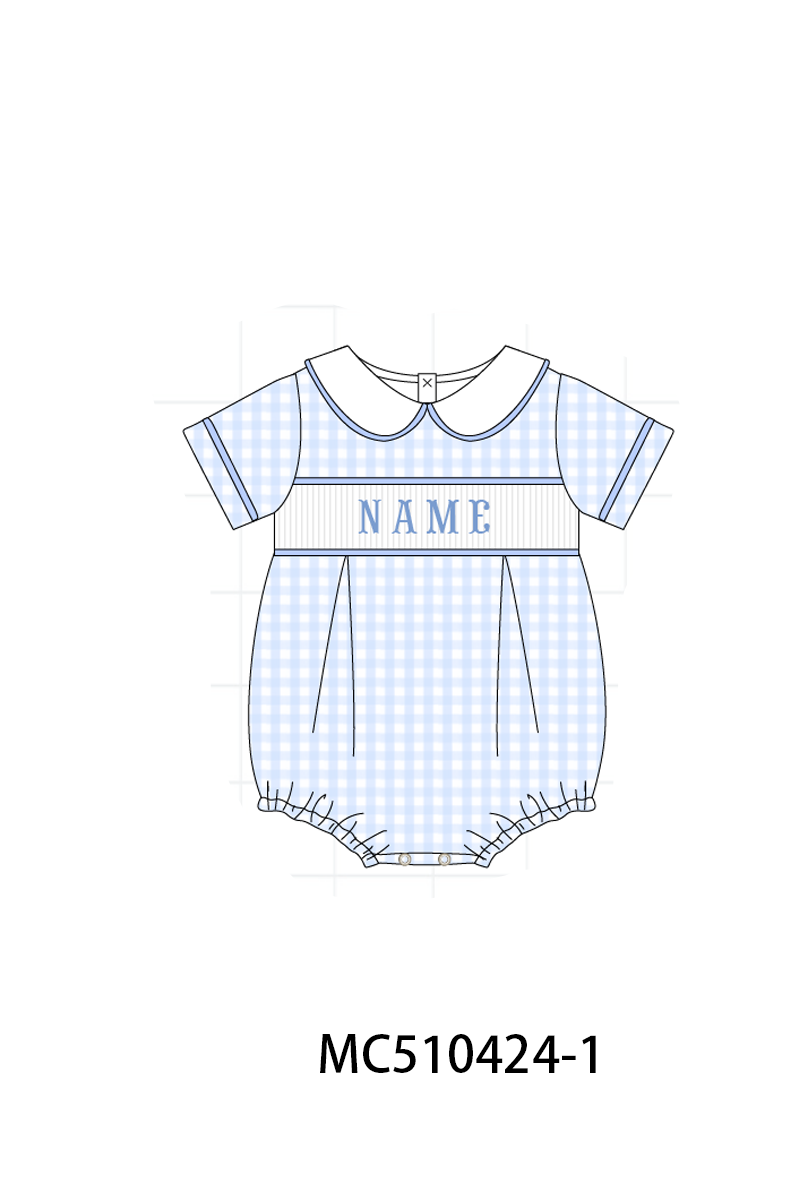 PO71 Blue floral monogram embroidery collection