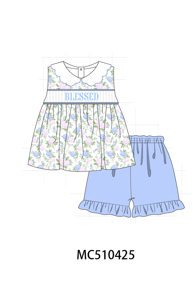 PO71 Blue floral blessed embroidery collection 2