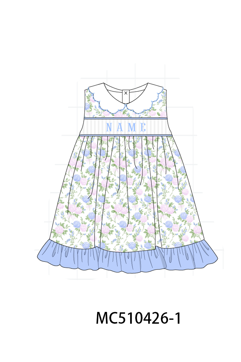 PO71 Blue floral monogram embroidery collection