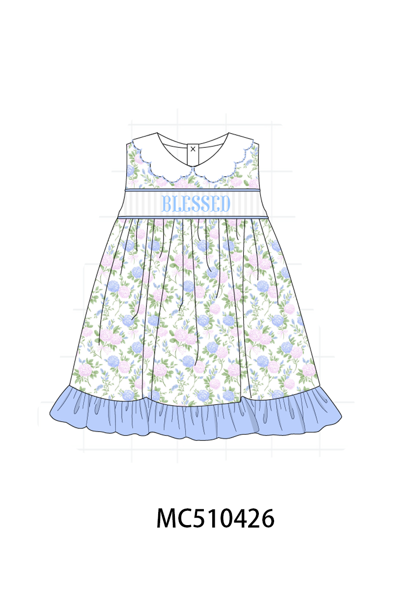 PO71 Blue floral blessed embroidery collection 2