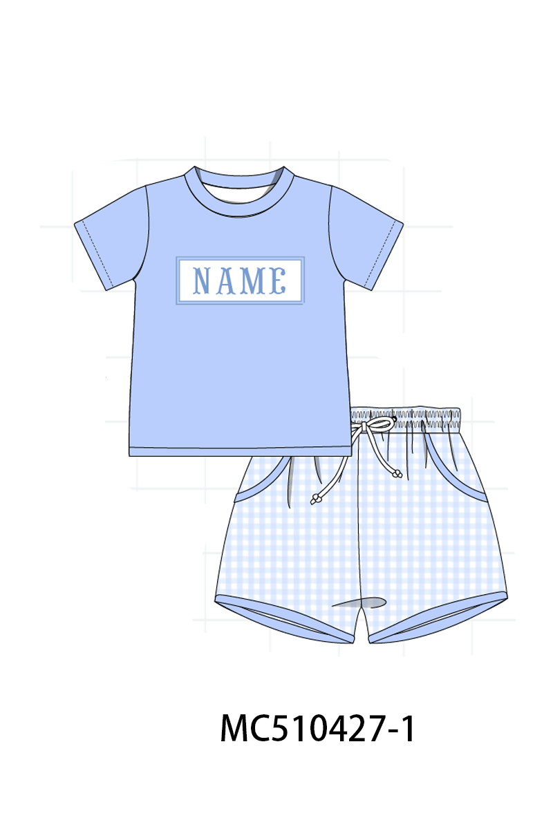 PO71 Blue floral monogram embroidery collection