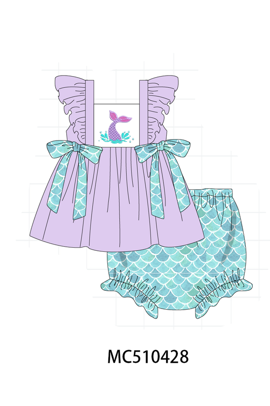 PO71 Blue mermaid embroidery ruffle collection