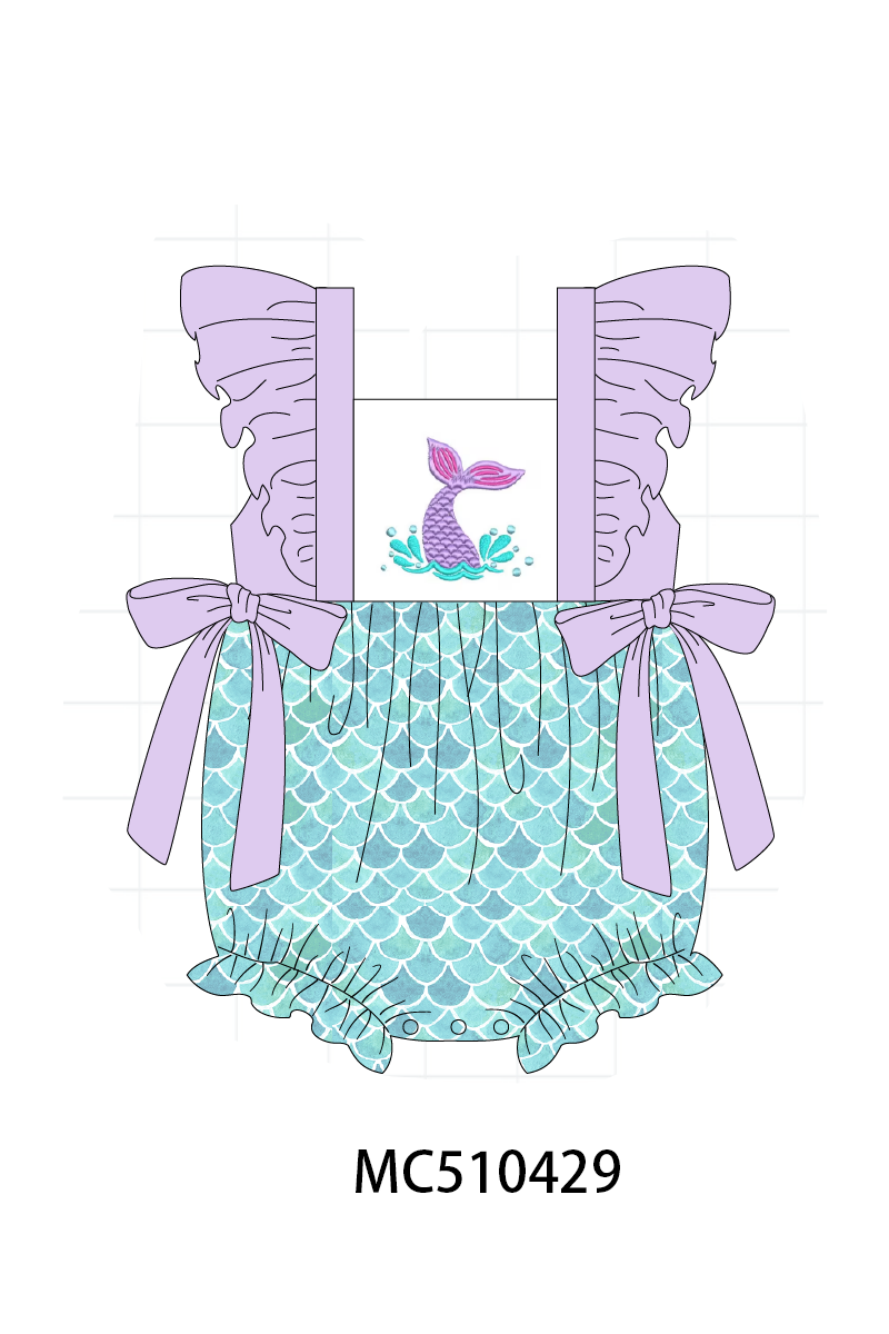 PO71 Blue mermaid embroidery ruffle collection