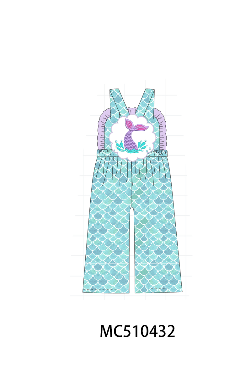 PO71 Blue mermaid embroidery ruffle collection