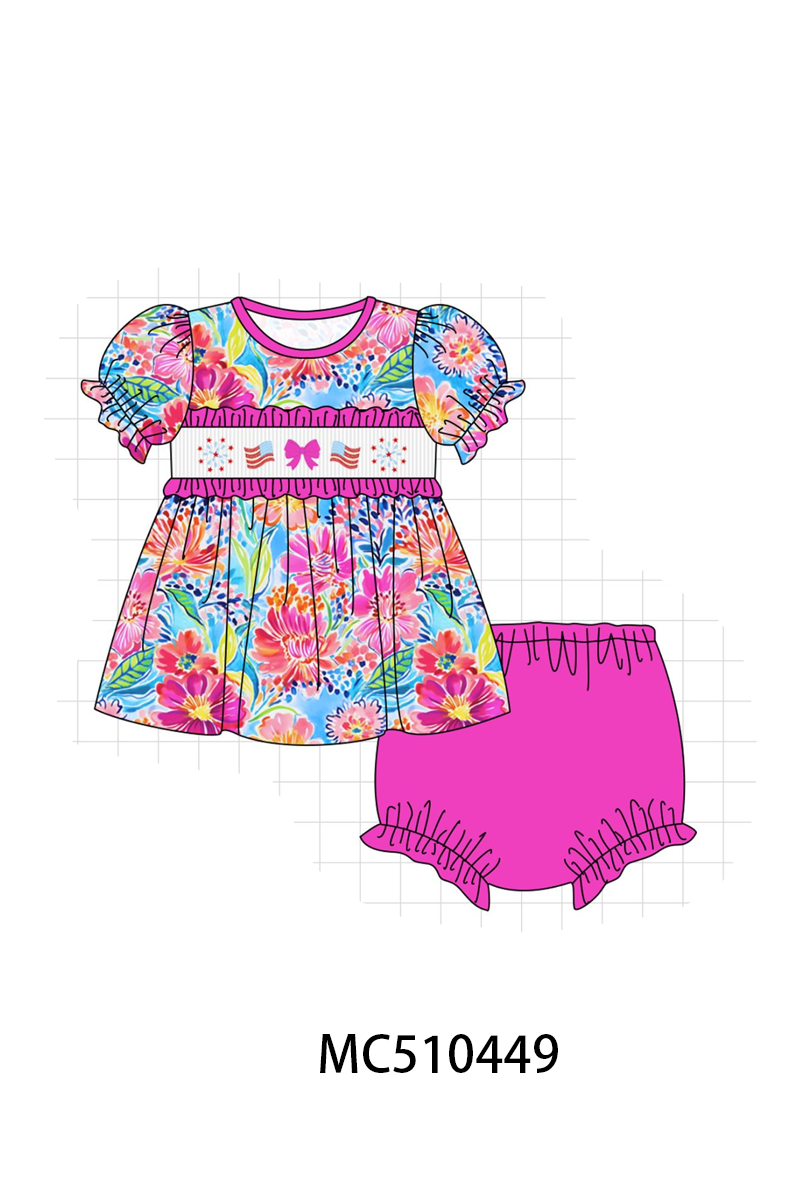 PO71 Bow flag fireworks smocked collection