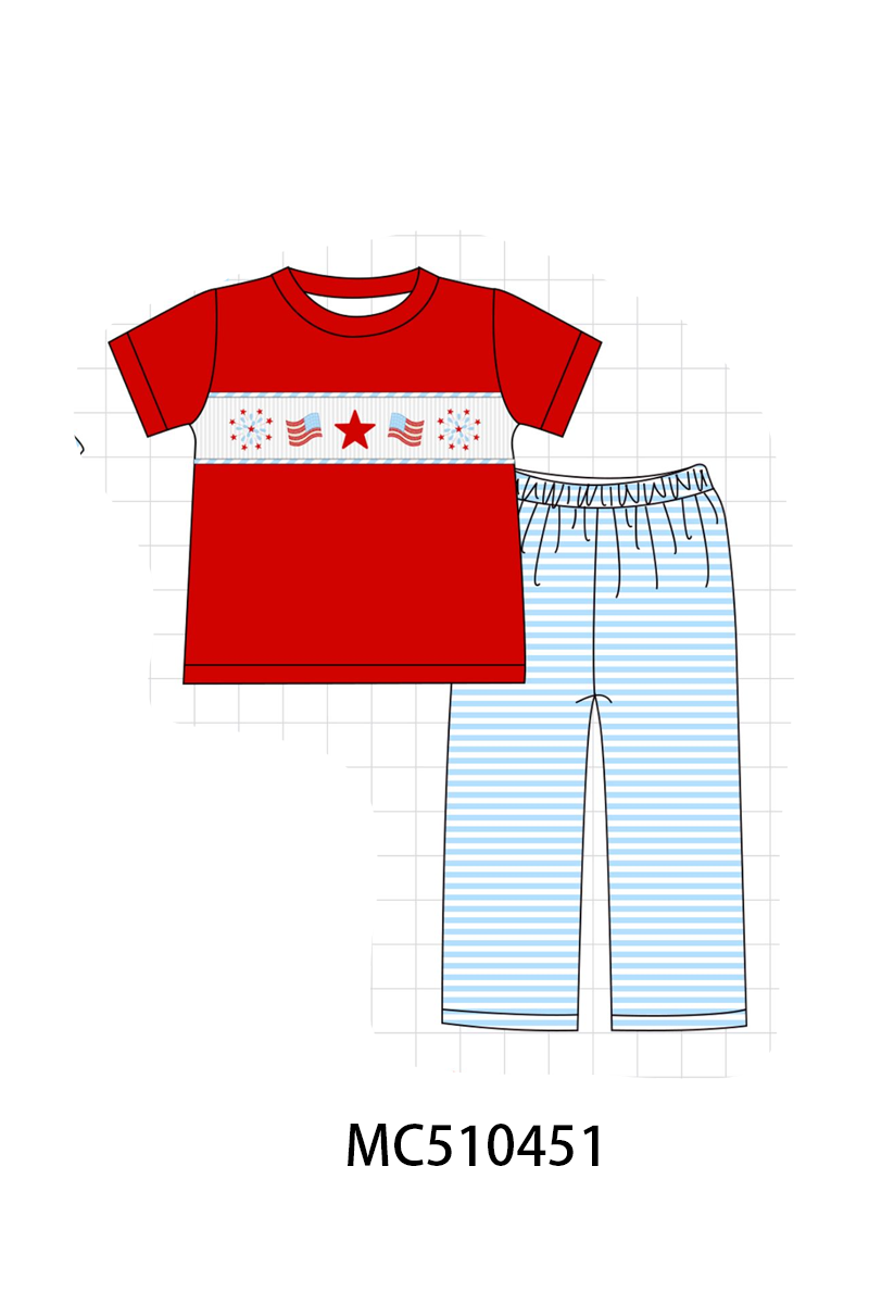 PO71 Bow flag fireworks smocked collection