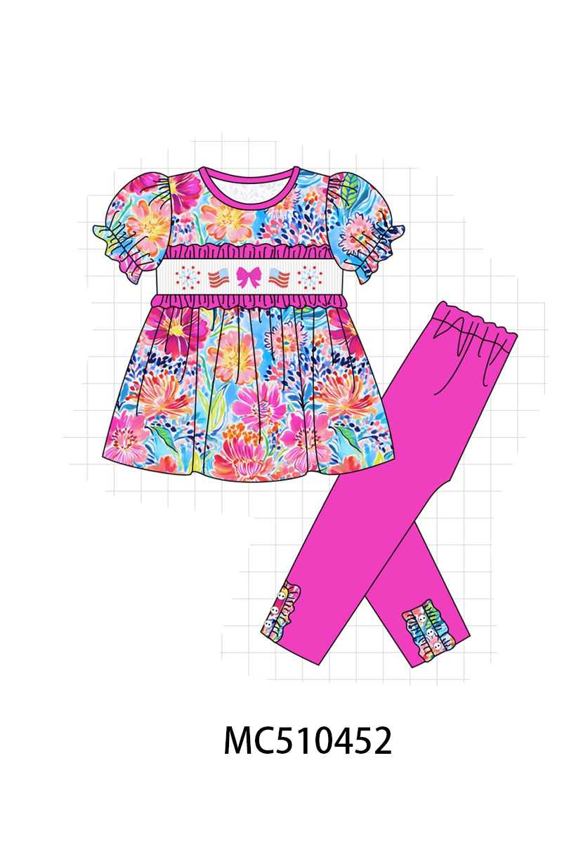 PO71 Bow flag fireworks smocked collection