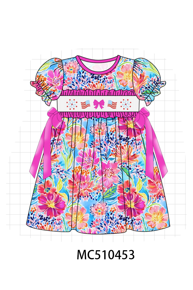 PO71 Bow flag fireworks smocked collection