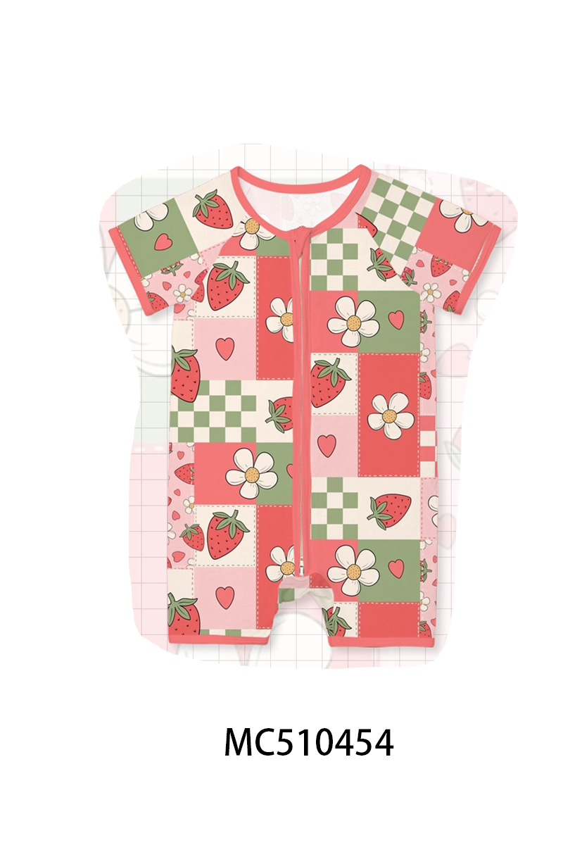 PO71 Strawberry checkered bamboo pajama collection