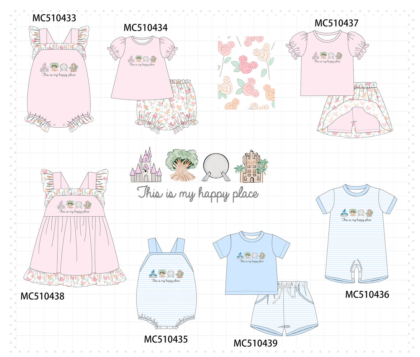 PO71 Pink & blue this is my happy place embroidery collection