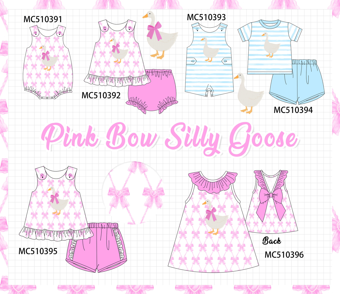PO71 Pink bow goose applique collection