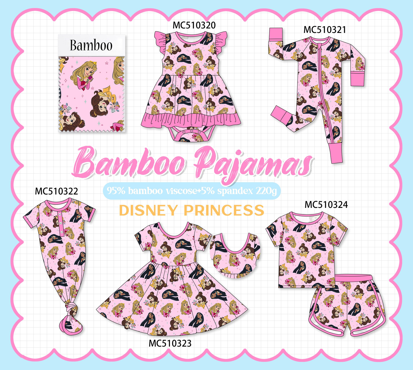 PO71 Pink character princess bamboo collection