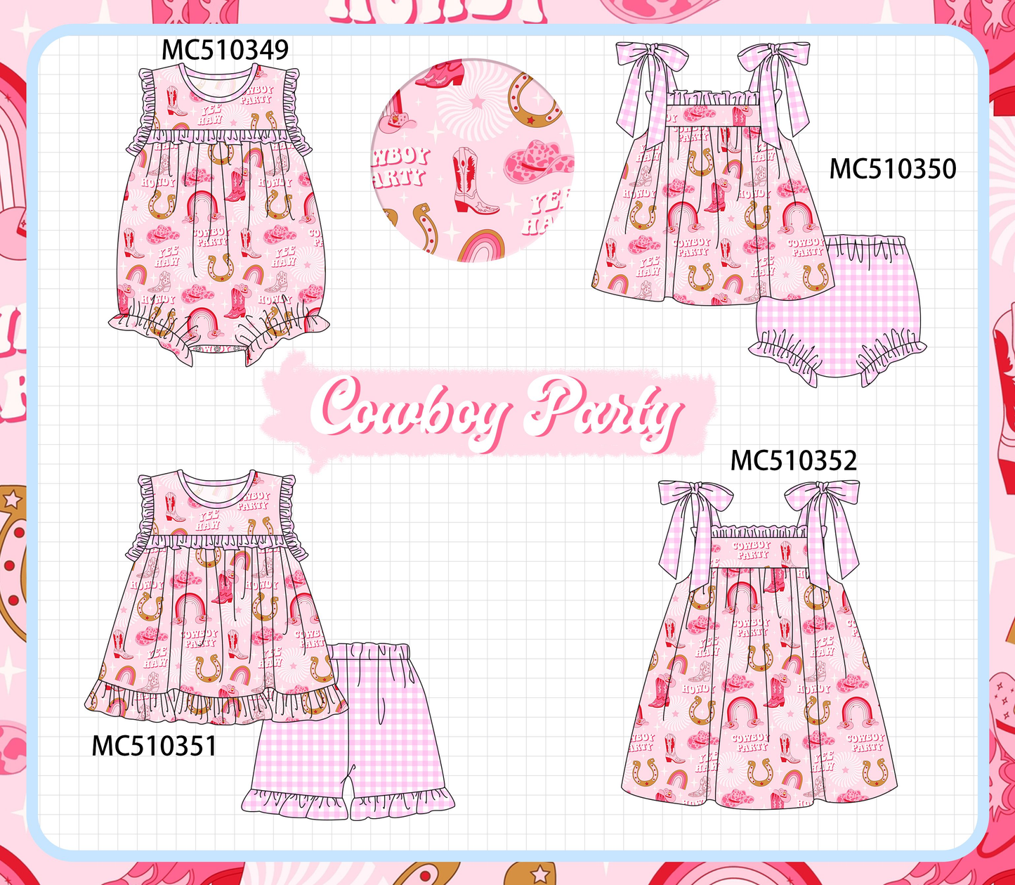 PO71 Pink cowboy party ruffle collection