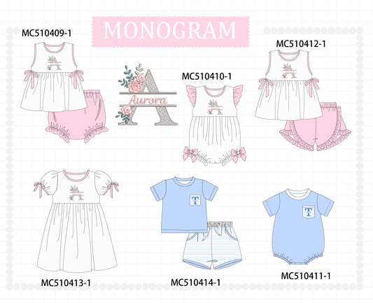PO71 Pink monogram embroidery collection