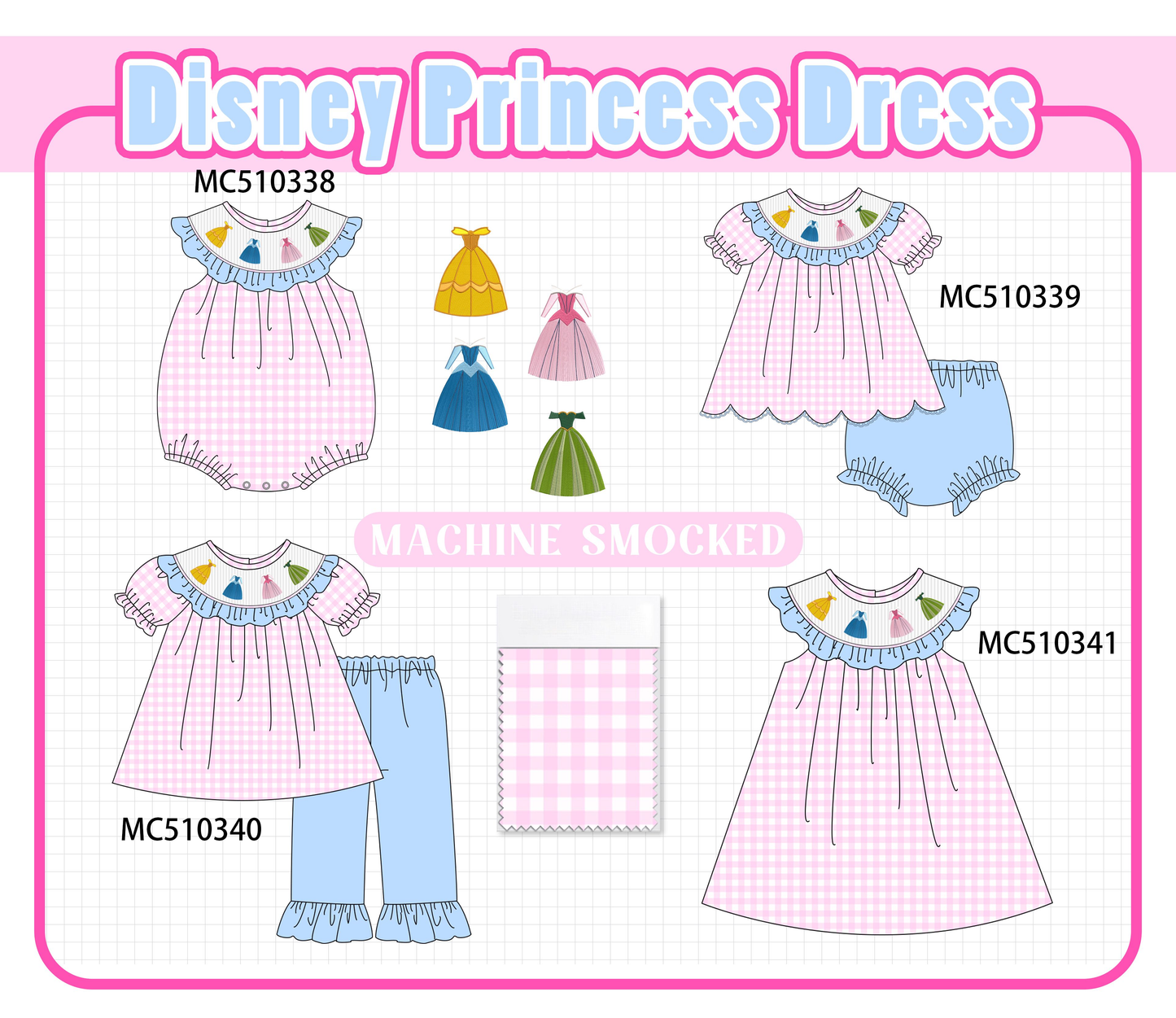 PO71 Pink princess smocked gingham collection