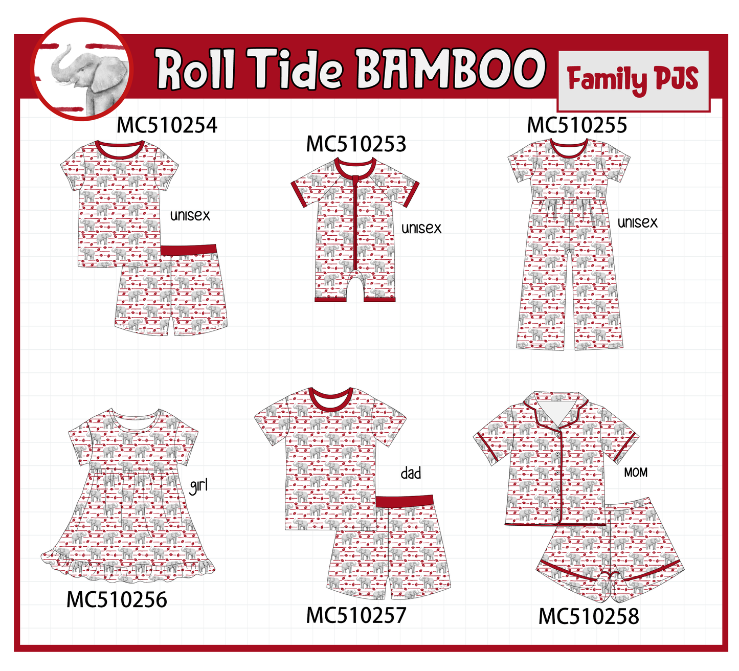 PO71 Red Alabama bamboo family PJS collection
