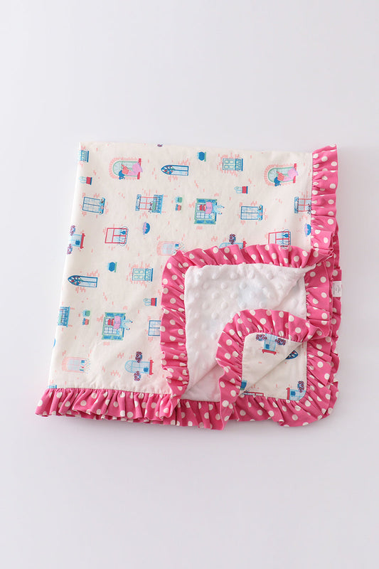 Balcony print ruffle soft baby blanket